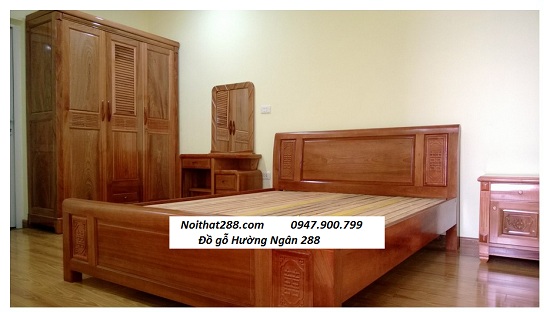 Bộ phòng ngủ 4 món gỗ xoan đào G19